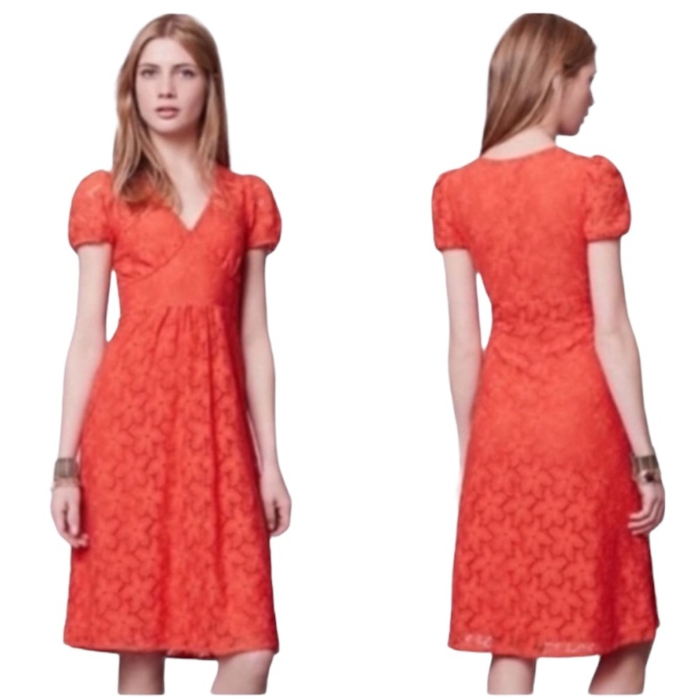 Leifnotes Anthropologie Dogflora Coral Orange Lace Tunic Dress - XS